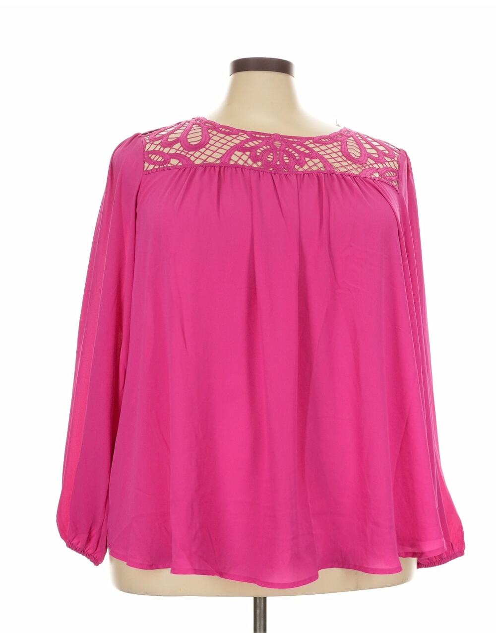 NWT Lane Bryant Hot Pink Long-Sleeve Peasant Blouse Sz. 24-26